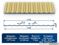 Профнастил С9 рал 1014 0,5