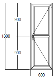 Окно Veka с подрамником 600x1800