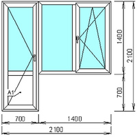 Балконный блок больш с открыв окном в кирпичный дом с установкой и отделкой