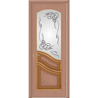 Межкомнатная шпонированная дверь, модель Турция, остекленная, орех