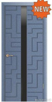 Дверь межкомнатная ПВХ, модель Лабиринт, остекленная, синяя