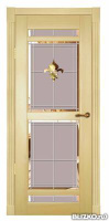 Дверь межкомнатная деревянная ДО, стекло Лилия+гравировка