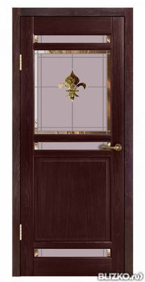 Дверь межкомнатная деревянная, стекло Лилия+гравировка