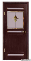 Дверь межкомнатная деревянная, стекло Лилия+гравировка