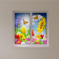 Рулонные шторы с рисунком "Цветы и бабочки" 500 х1300 комплект из 2 шт.