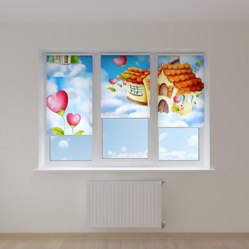 Рулонные шторы с детским рисунком "Домик" 500 х1300 комплект из 3 шт