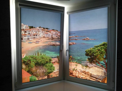 Рулонные шторы с фотопечатью "Море и пляж" 500 х 1300 комплект из 2шт.