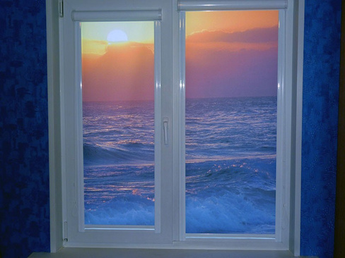 Рулонные шторы с фотопечатью Закат на море 500х1300 2шт