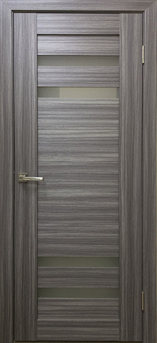 Межкомнатная дверь экошпон 636 остекленная лиственница серая