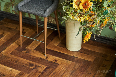 Виниловый пол Vinilam Parquet Herringbone IS11155 Парижский Паркет