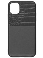 Накладка силикон + кожа LuxCase для iPhone 11 cо строкой Black