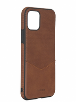 Накладка силикон + кожа LuxCase для iPhone 11 Pro с обьемным логотипом LIght Brown