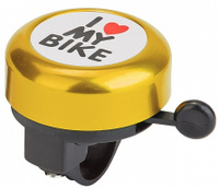 Велосипедный звонок модель "I Love my bike" 45AE-02 210139 алюминий/пластик черно-золотистый