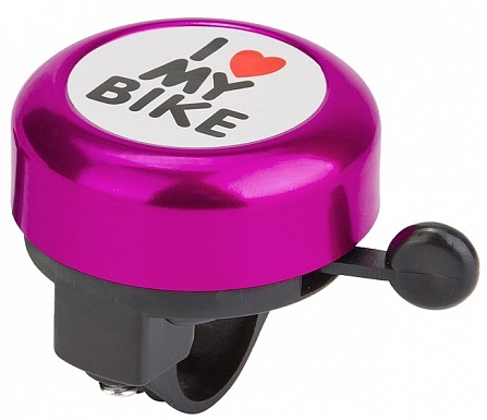 Велосипедный звонок "I Love my bike" 45AE-04 210140 алюминий/пластик черно-фиолетовый