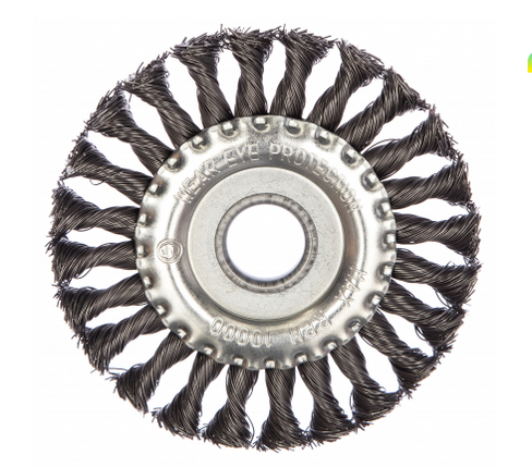 Корщетка, тип "колесо", посадочный диаметр 22,2 мм, стальная витая проволока 150 мм (MOS)