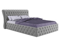 Двуспальная кровать Камелия ПМ Серый, велюр, 180х200 см