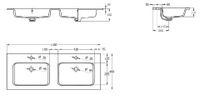 Раковина Roca The Gap 120 двойная, 2 отверстия 3279A0000