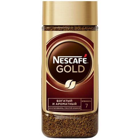 Кофе растворимый Nescafe Gold сублимированный с добавлением молотого, стеклянная банка, 190 г, 5 уп. NESCAFE