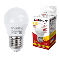 Лампа светодиодная SONNEN 7 60 Вт цоколь E27 шар теплый белый свет 30000 ч LED G45-7W-2700-E27 453703