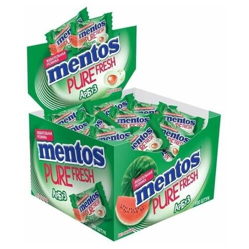 Mentos Pure Fresh арбуз, 1 блок (100шт по 2 г.) MENTOS