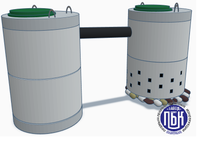 Железобетонный септик из бетонных колец Эконом Плюс 2-х камерный