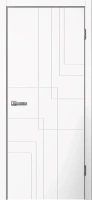 Межкомнатная дверь LINE03 ПВХ бетон светлый, белый