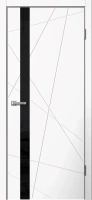 Межкомнатная дверь LINE02 ПВХ бетон светлый, белый, (стекло ЧЕРНОЕ)