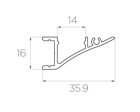 Настенный накладной профиль с экраном 16x36 мм KRTLED