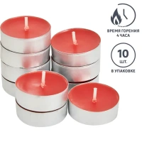 Набор свечей чайных ароматизированных клюква красный 10 шт Без бренда нет