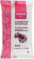 Салфетки влажные для интимной гигиены Amra Intimate с Экстрактом Ромашки 15 салфеток в пачке
