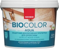 Защитная декоративная пропитка для древесины Неомид Bio Color Aqua 2.3 л орех шелковисто матовая готовый состав ТУ