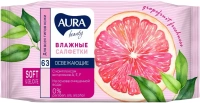 Салфетки влажные освежающие Aura Family Soft & Delicate Grapfruit Freshness 63 салфетки в пачке
