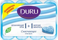 Мыло туалетное смягчающее Duru 1+1 Увлажняющий Крем и Морские Минералы 1 блок 1 упаковка 0.32