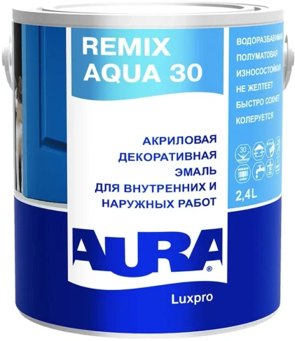 Акриловая декоративная эмаль Aura Аура Luxpro Remix Aqua 30 2.4 л бесцветная