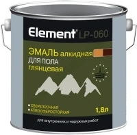 Эмаль алкидная для пола глянцевая сверхпрочная износостойкая Alpa Element LP 060 1.8 л серая