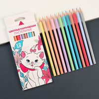 Цветные карандаши пастельные, 12 цветов, трехгранные, коты аристократы Disney