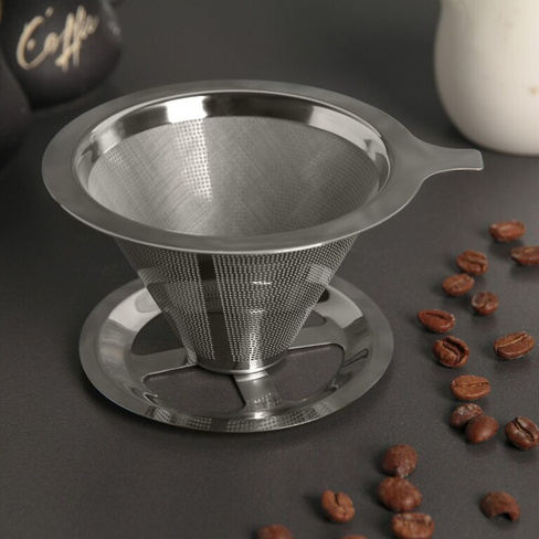Воронка-дриппер v60 из нержавеющей стали для заваривания кофе No brand