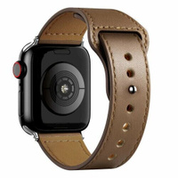 Кожаный ремешок для Apple Watch series 3 4 5 6 7 8 9 SE, в корпусах 42, 44, 45, 49. Шоколадный / Coffee Brown Root Habit