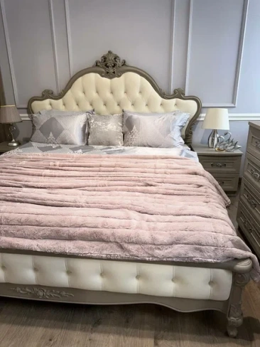Спальня Мишель Лайт 5 шкаф 5 створчатый комод кровать 1800/2000 мм цвет серый камень фабрика ЭРА Ставрополь