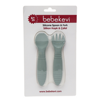 Набор Bebekevi ложка и вилка из силикона мятно-зеленый BEVİ1261-1