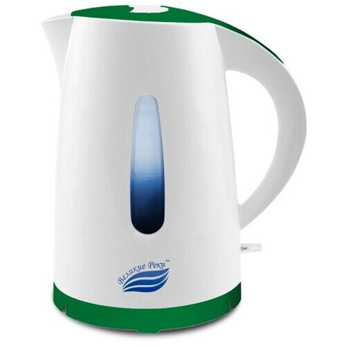 Чайник электрический Великие Реки Томь-1 белый/зеленый Великие реки