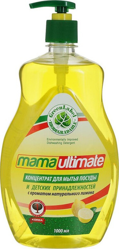 Бытовая химия Mama Ultimate Концентрат для мытья посуды Мамаультимейт лимон с дозатором 1000 мл, упак