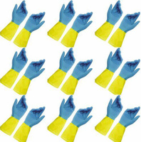 Перчатки хозяйственные Komfi Перчатки латексные Биколор L (синий+желтый)