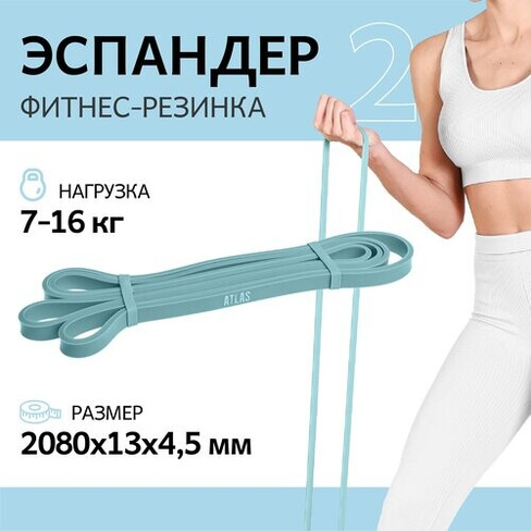 Эспандер резиновый для фитнеса ATLAS, нагрузка 7-16 кг, фитнес резинка для подтягивания на турнике, плечевой, ленточный