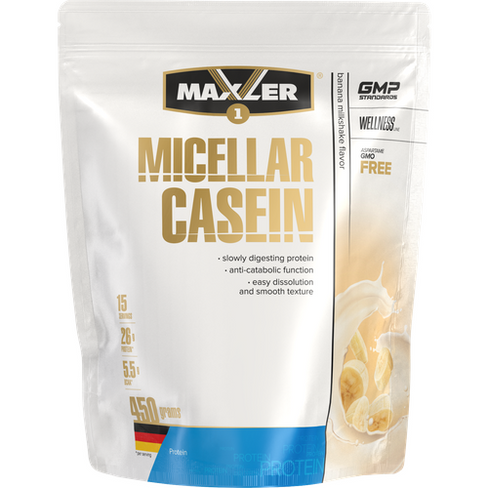 Протеин Maxler Micellar Casein, 450 гр., банановый молочный коктейль