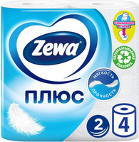 Туалетная бумага Zewa Бумага туалетная Плюс 2-слойная белая (4 рулона в упаковке)