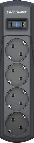 Сетевой фильтр Pilot Сетевой фильтр m-MAX 5м (4 розетки) черный