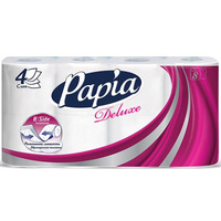 Туалетная бумага Papia Бумага туалетная Deluxe 4-слойная белая (8 рулонов в упаковке)
