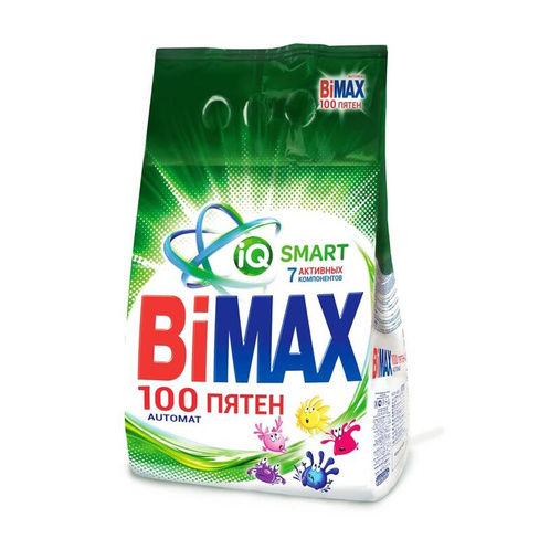 Бытовая химия BIMAX Порошок стиральный автомат 100 пятен для цветного и белого белья 3 кг