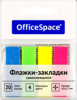 Другие канцтовары OfficeSpace Флажки-закладки, 45*12мм, стрелки, 20л*4 неоновых цвета, европодвес